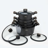 Julia Elite Pro Plus Cookware Set 8 Pcs with Lids - Black - Black Granite Non-Stick - Induction Ready