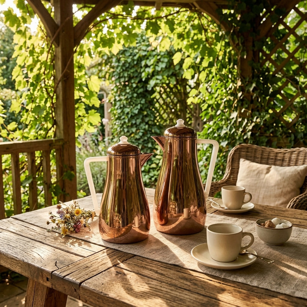 Elena Vacuum Flask Set, 0.7 + 1 Litre, Copper with Frost