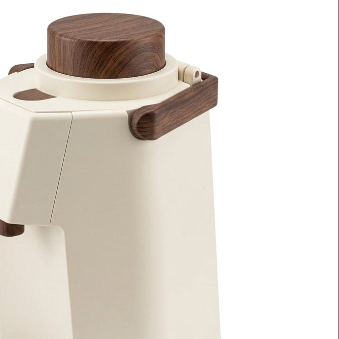 Mahra Vacuum Flask Tea Dispenser – 1.9 L, Cream With Dark Wood