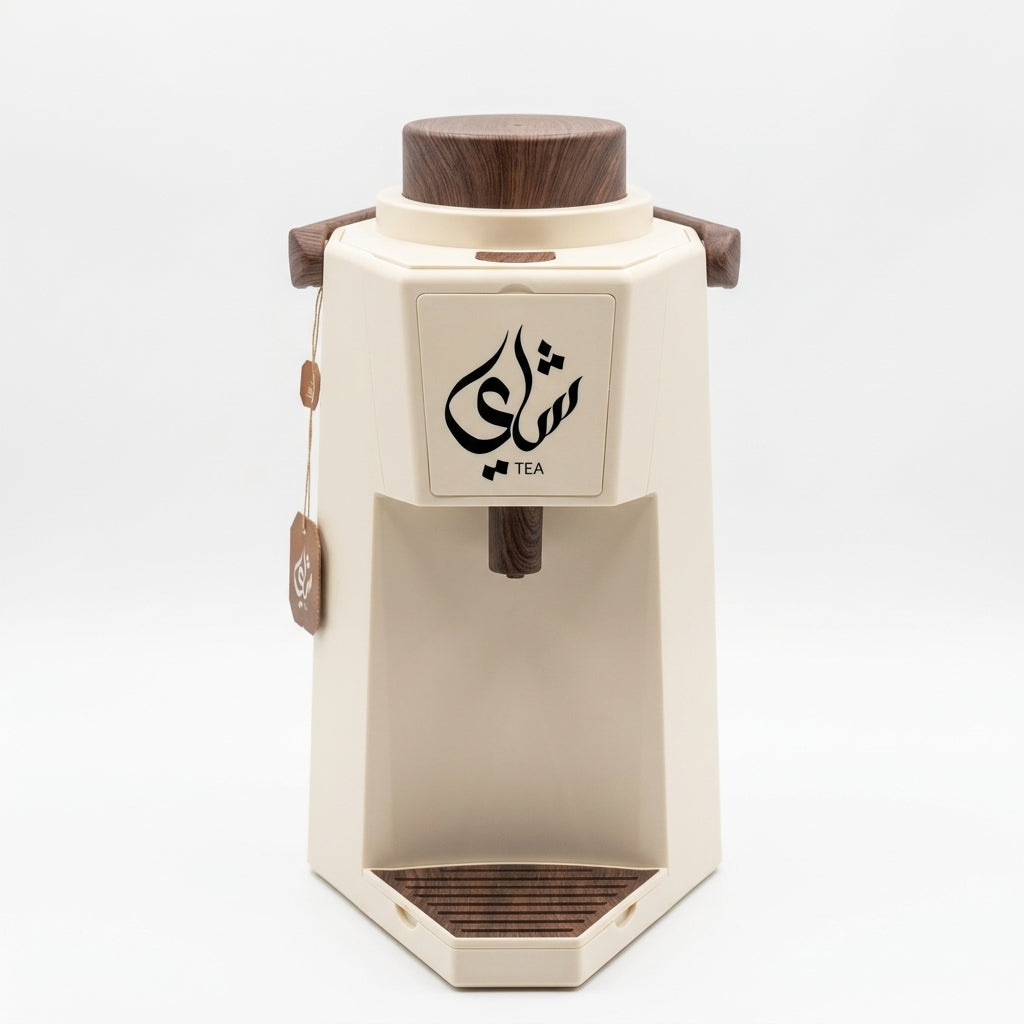 Mahra Vacuum Flask Tea Dispenser – 1.9 L, Cream With Dark Wood