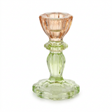 Crystal Candle Holder 11cm – Peach Amber & Light Green

