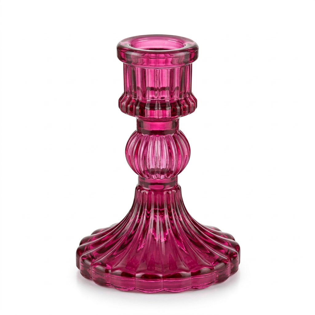 Crystal Candle Holder Magenta -  10cm