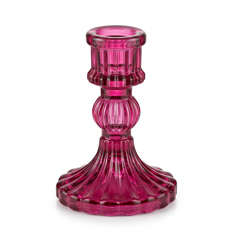 Crystal Candle Holder Magenta -  10cm