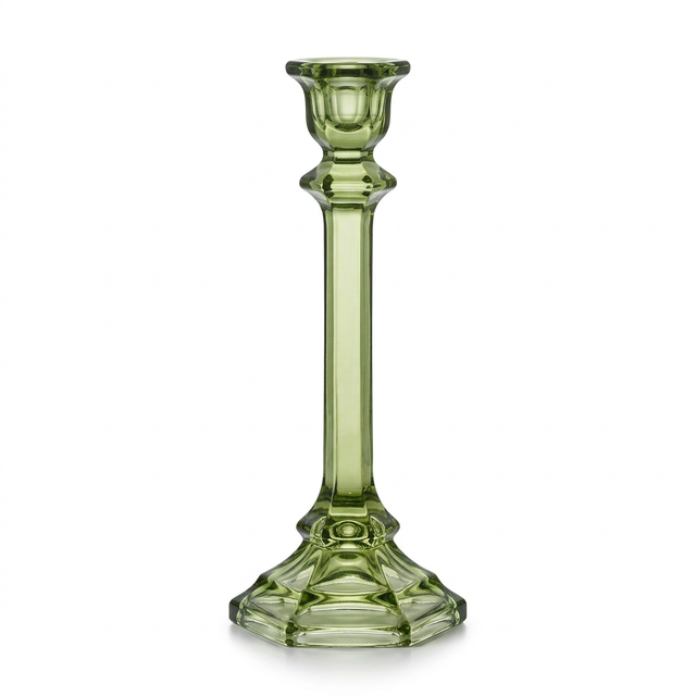 Crystal Candle Holder Olive Green – 24cm