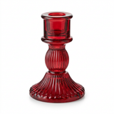 Crystal Candle Holder Red - 10.5cm