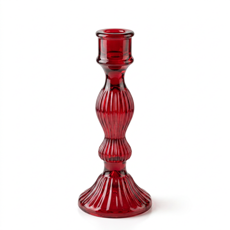 Crystal Candle Holder Red - 20.5cm