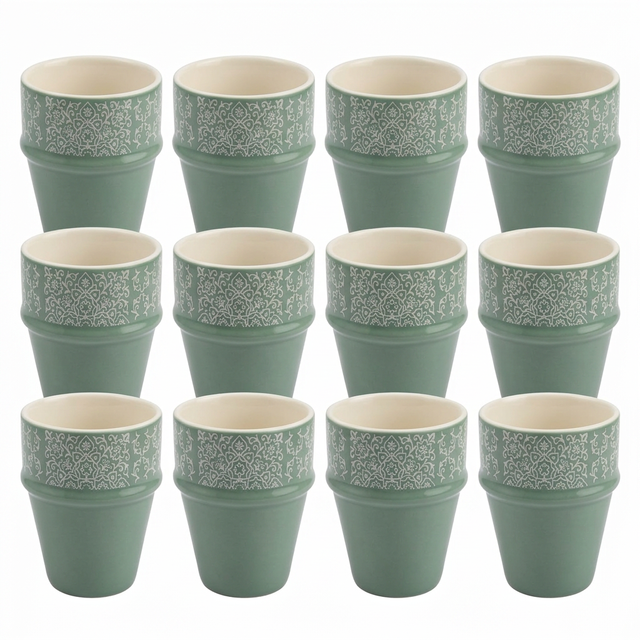 Dallah Addar 12-Piece Cawa Cup Set Sage Green - 100ml