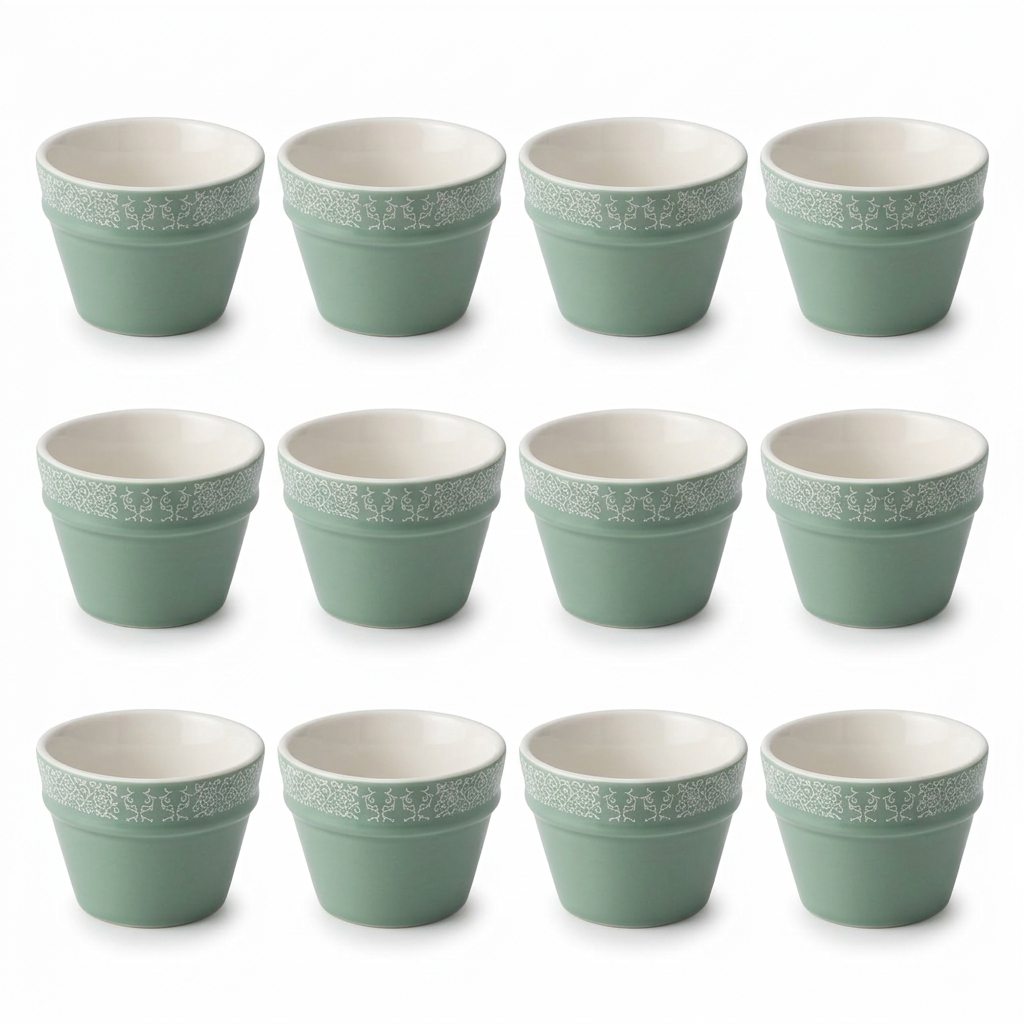 Dallah Addar 12-Piece Cawa Cup Set Sage Green - 80ml