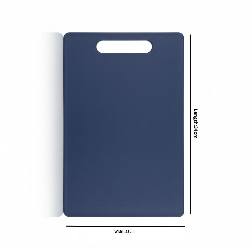 KitchenMark PE Plastic Cutting Board – 34 x 23 x 1.9cm - Navy Blue / Teal Green / Pink