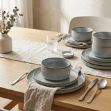 Cuisine Art 12-Piece Stoneware Dinner Set – Grey Ribbed
