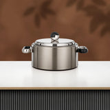 Almarjan 2 Pieces Hot Pot Set, Brushed Matt Nickel & Matt Black