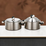 Almarjan 2 Pieces Hot Pot Set, Brushed Matt Nickel & Matt Black