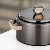 Almarjan 2 Pieces Hot Pot Set, Brushed Matt Gun Black & Travertine Marble