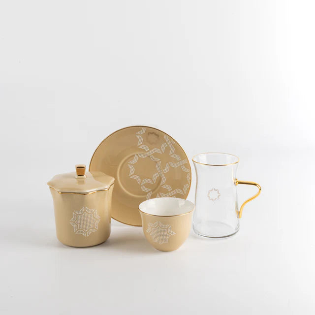 Otantik Octara - Tea Set (19-Pc) - Ivory & Gold