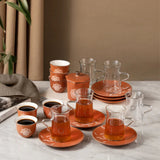 Otantik Octara - Tea Set (19-Pc) - Orange & Silver