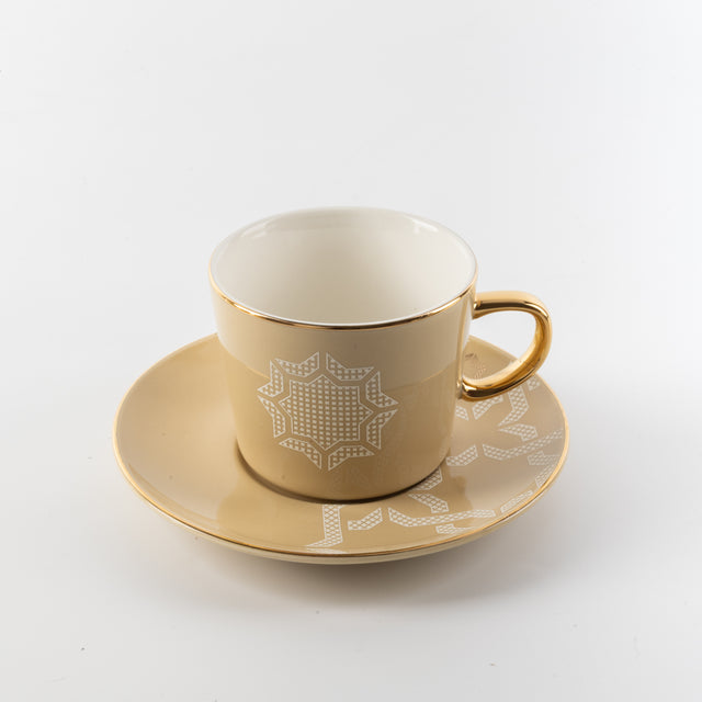 Otantik Octara - Cappuccino Set (12-Pc) - Ivory & Gold - 240ml