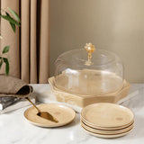 Otantik Octara - Cake Serving Set (9-Pc) - Ivory & Gold