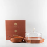 Otantik Octara - Cake Serving Set (9-Pc) - Orange & Silver