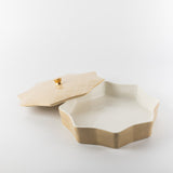 Otantik Octara - Large Decorative Canister - Porcelain - Ivory & Gold 10"*3"