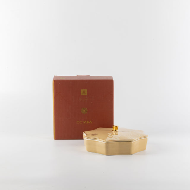 Otantik Octara - Medium Decorative Canister - Porcelain - Ivory & Gold - 7"*2"