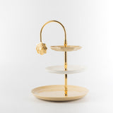 Otantik Octara - 3 Tier Cake Stand - Ivory & Gold 11"*10"