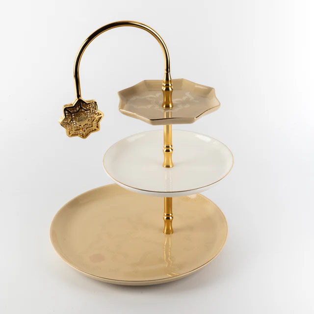 Otantik Octara - 3 Tier Cake Stand - Ivory & Gold 11"*10"