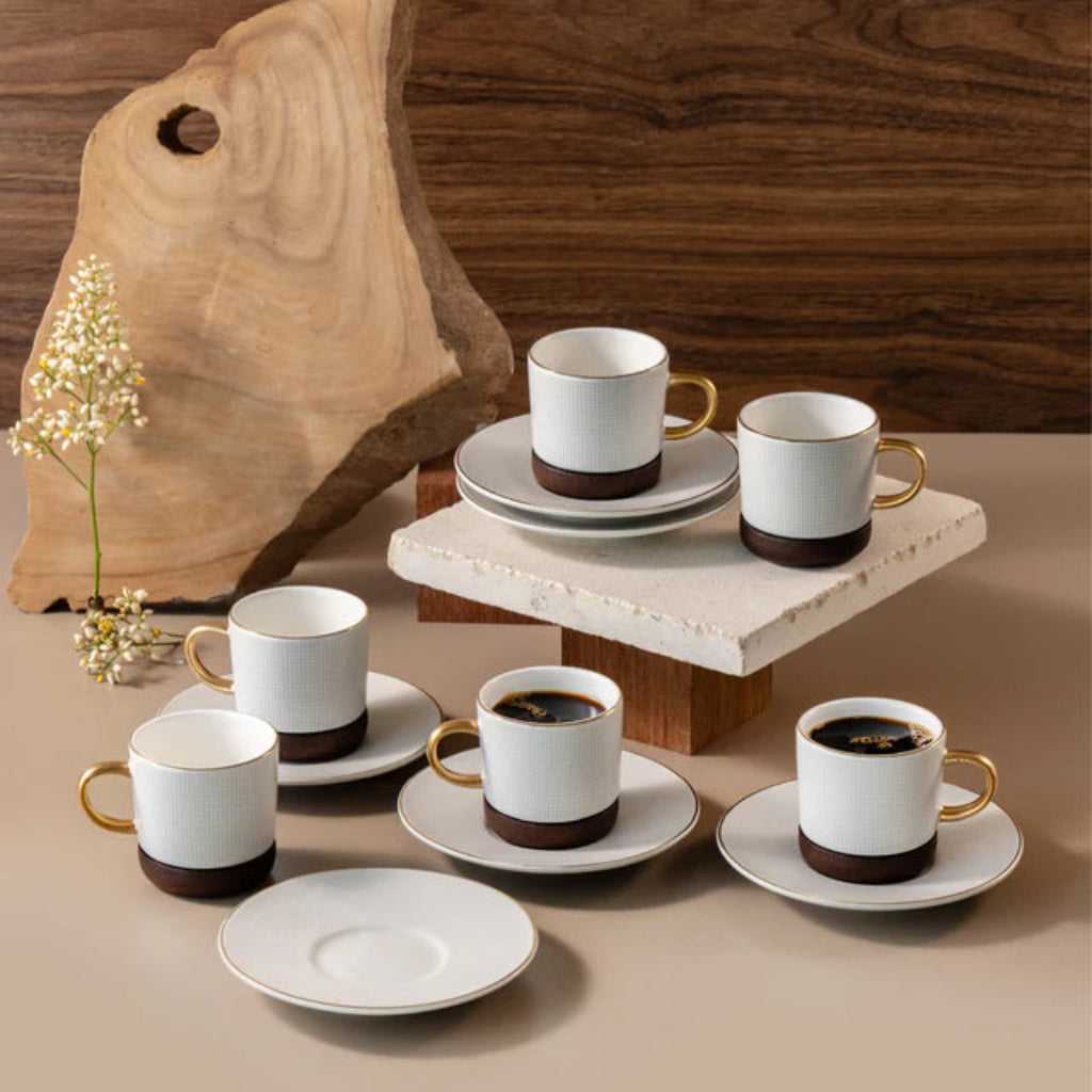 Otantik Sidrah - Espresso/Turkish Coffee Set (12-Pc) - Walnut Gold - 115ml