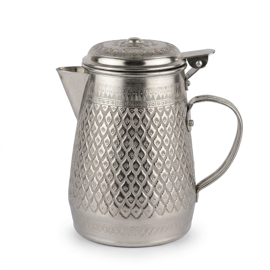 Diamonds Aluminium Pitcher with Embossed Design, Silver – 1 Litre