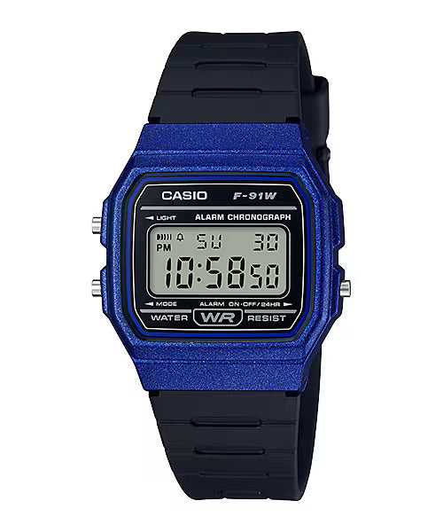 Casio F-91WM-2ADF digital watch with a black resin band