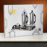 Almarjan Signature 21 Pieces – Nickel with Black Handles & Accents Tea and Coffee Set with Modern Decorative