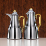 Almarjan 2pcs Vacuum Flask Set Metal Body Silver & Gold 0.7L + 1L (FG814-070/100 C/G)