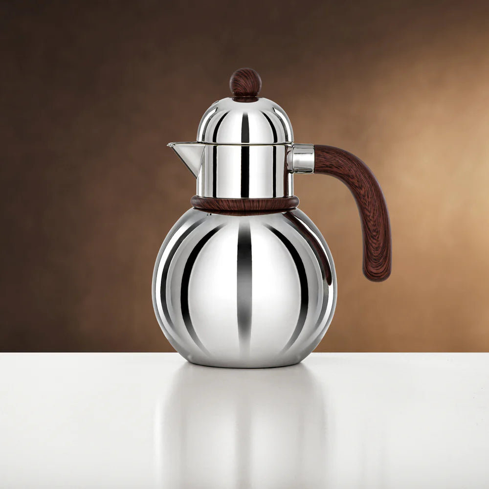 Almarjan Silver & Dark Wood Single Vacuum Flask 0.75L
