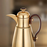 Almarjan Double Wall Vacuum Flask 0.7 Ltr, Matt Gold & Dark Wood