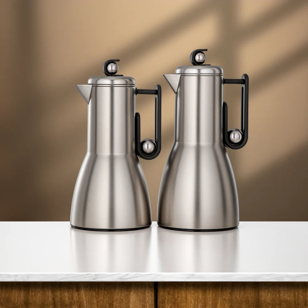 Almarjan Vacuum Flask Set, 2 Pieces – Matt Nickel & Matt Black
