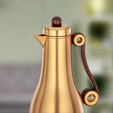 Almarjan 2 Pieces Vacuum Flask Set, Matt Gold & Dark Wood