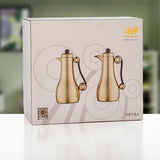 Almarjan 2 Pieces Vacuum Flask Set, Matt Nickel & Dark Wood