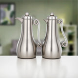 Almarjan 2 Pieces Vacuum Flask Set, Matt Nickel & Frost Acrylic