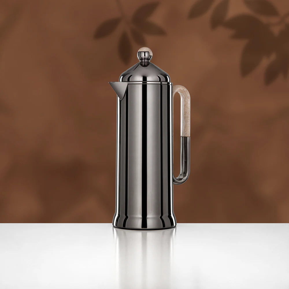 Almarjan 2 Pieces Vacuum Flask Set, Gun Black & Travertine Marble