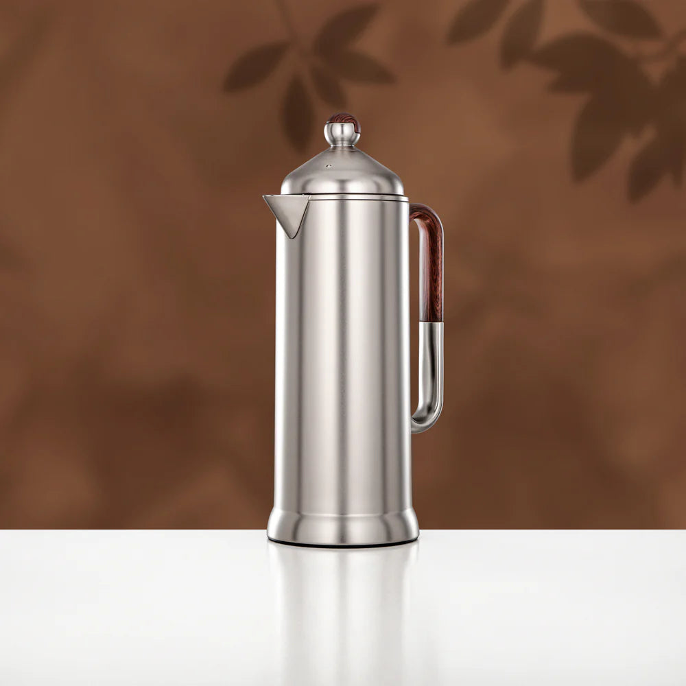 Almarjan 2 Pieces Vacuum Flask Set, Matt Nickel & Dark Wood