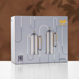 Almarjan 2 Pieces Vacuum Flask Set, Matt Nickel & Matt Gold