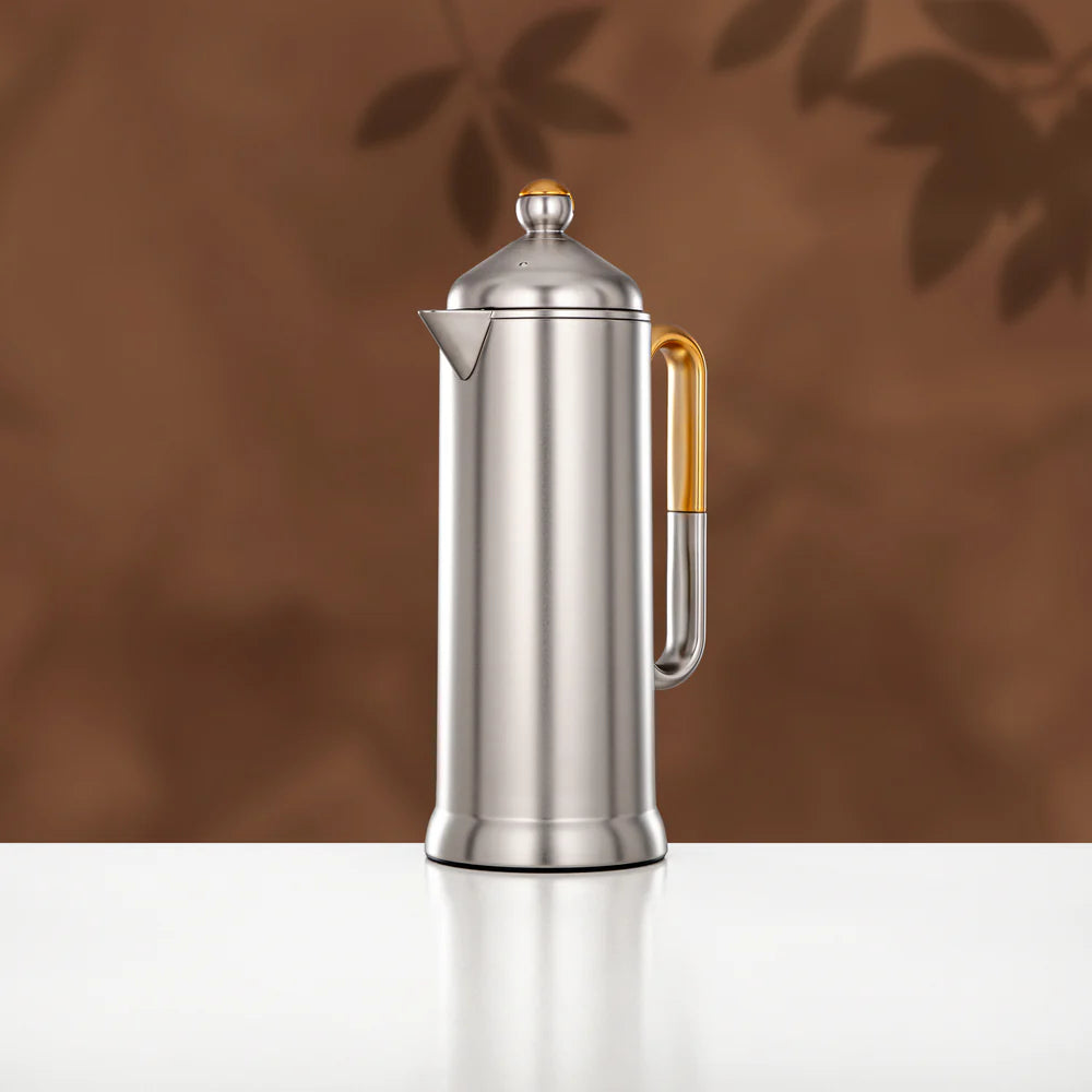 Almarjan 2 Pieces Vacuum Flask Set, Matt Nickel & Matt Gold