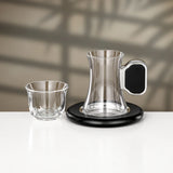 Almarjan 21 Pieces Tea & Coffee Set, Brushed Silver & Black