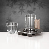 Almarjan 21 Pieces Tea & Coffee Set, Gun Black & Travertine Marble