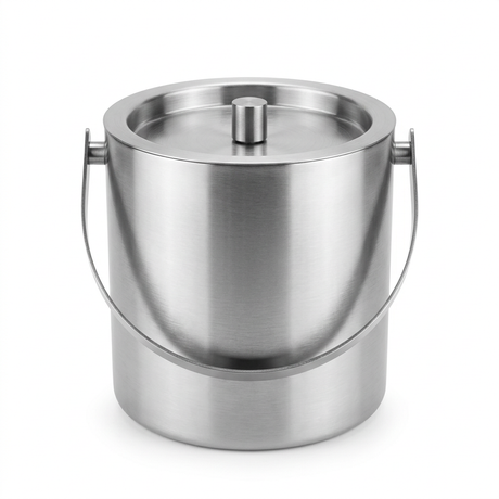 FNS Stainless Steel Ice Bucket with Lid and Carry Handle – 1.5 Litre, Silver

