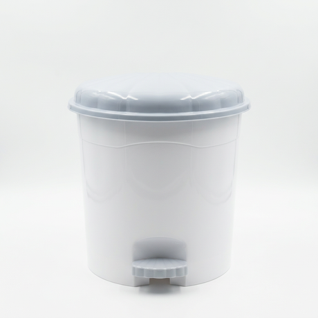 Follow Me Plastic Pedal Dustbin White with Grey - 14 Litre