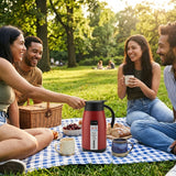 Borosil Insulated Stainless Steel Vacuum Flask Carafe, 1000 ml,  Matt Red with Black