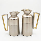 Fursan Vacuum Flask Set, 0.7 Litre + 1 Litre, Matte Nickel with Gold Accents