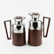 Fursan Vacuum Flask Set, 0.7 Litre + 1 Litre, Silver with Dark Wood Finish