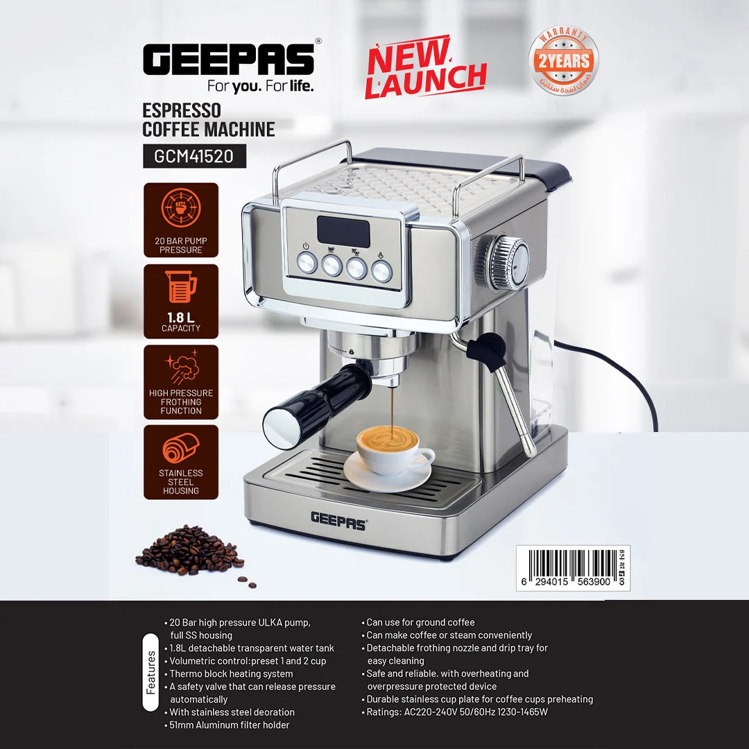 Geepas 1.8L Espresso Coffee Machine GCM41520