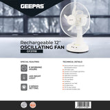 Geepas Rechargeable 12-Inch Oscillating Fan GF21118